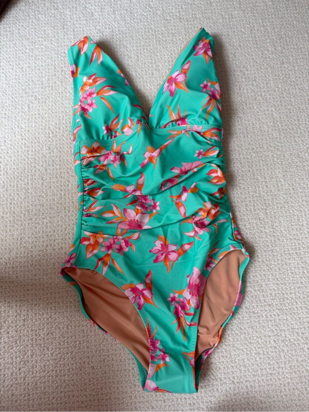 J. Crew Turquoise Floral One-Piece Swimsuit XS New with Tags